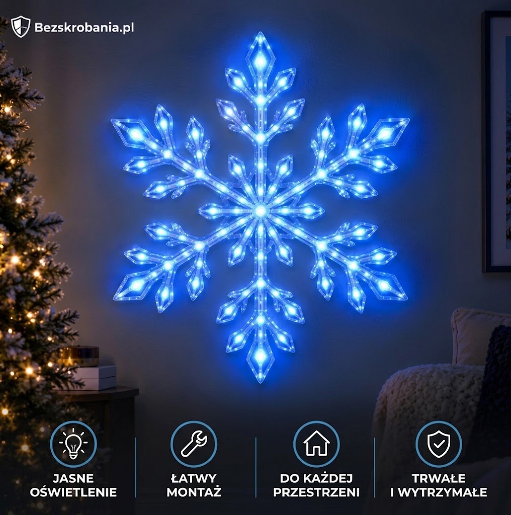 FrostyLED™ Zestaw ściennych dekoracji LED Płatki Śniegu